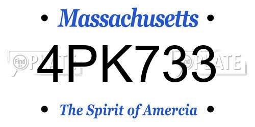 4PK733 Massachusetts License Plate