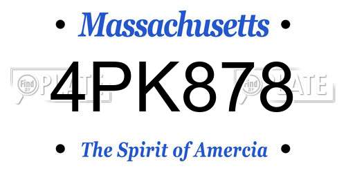 4PK878 Massachusetts License Plate