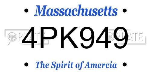 4PK949 Massachusetts License Plate