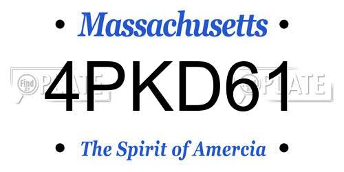 4PKD61 Massachusetts License Plate