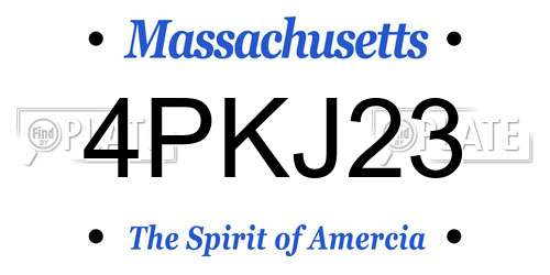 4PKJ23 Massachusetts License Plate
