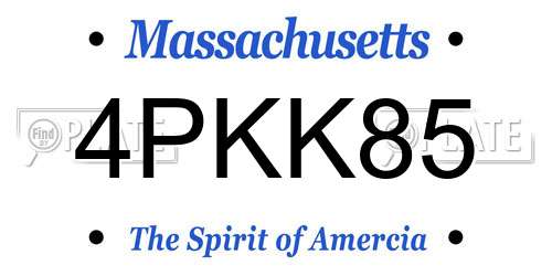 4PKK85 Massachusetts License Plate