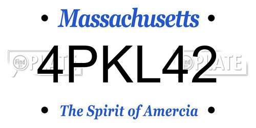 4PKL42 Massachusetts License Plate