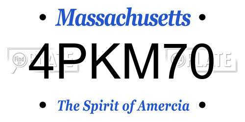 4PKM70 Massachusetts License Plate