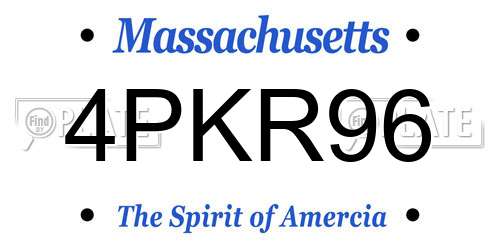 4PKR96 Massachusetts License Plate