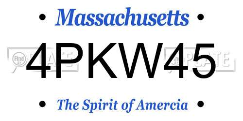 4PKW45 Massachusetts License Plate