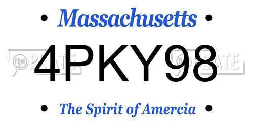 4PKY98 Massachusetts License Plate