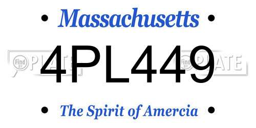 4PL449 Massachusetts License Plate