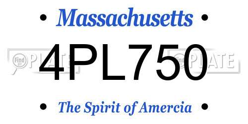 4PL750 Massachusetts License Plate