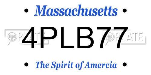 4PLB77 Massachusetts License Plate