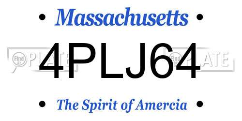 4PLJ64 Massachusetts License Plate