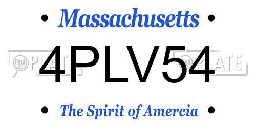 4PLV54 Massachusetts License Plate