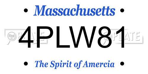 4PLW81 Massachusetts License Plate