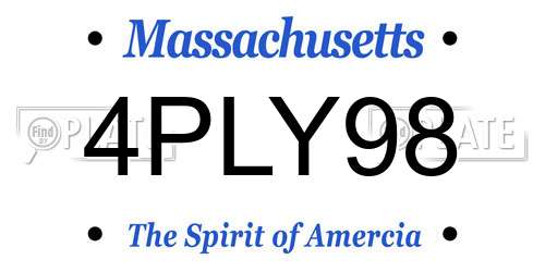 4PLY98 Massachusetts License Plate