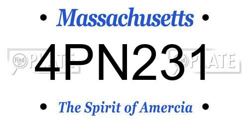 4PN231 Massachusetts License Plate