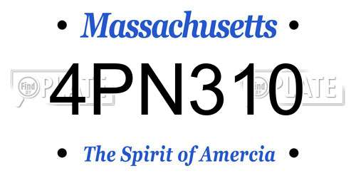 4PN310 Massachusetts License Plate