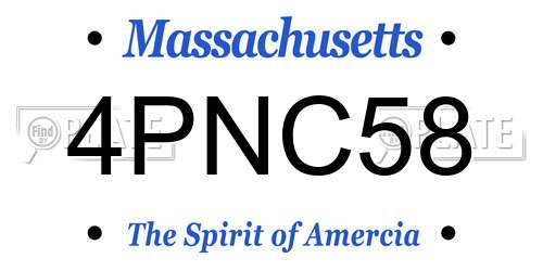 4PNC58 Massachusetts License Plate