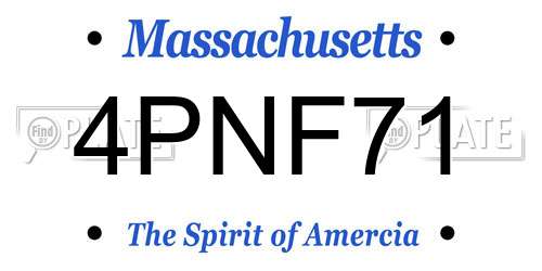 4PNF71 Massachusetts License Plate