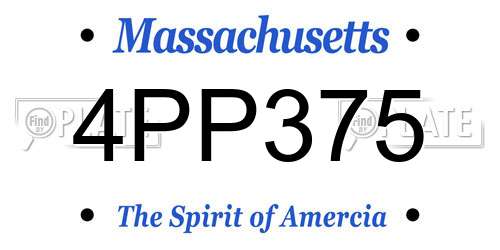4PP375 Massachusetts License Plate