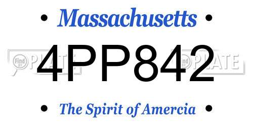 4PP842 Massachusetts License Plate