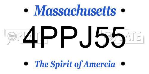 4PPJ55 Massachusetts License Plate