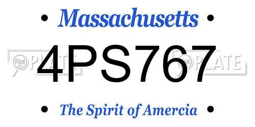 4PS767 Massachusetts License Plate