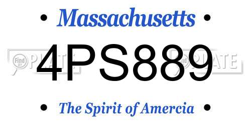 4PS889 Massachusetts License Plate