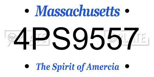 4PS9557 Massachusetts License Plate