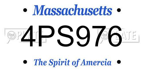 4PS976 Massachusetts License Plate