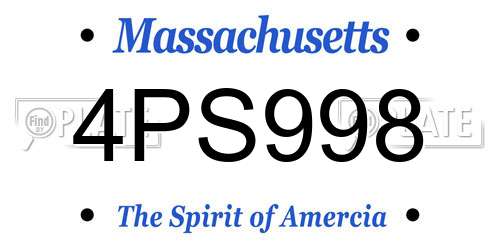 4PS998 Massachusetts License Plate