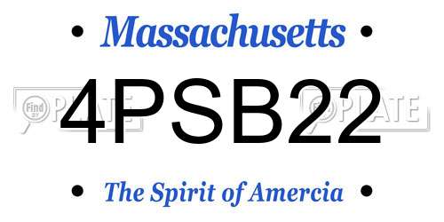 4PSB22 Massachusetts License Plate