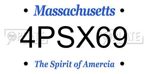 4PSX69 Massachusetts License Plate