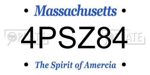 4PSZ84 Massachusetts License Plate