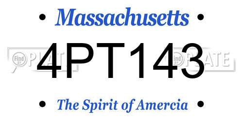 4PT143 Massachusetts License Plate