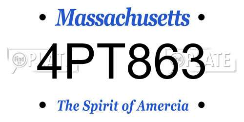 4PT863 Massachusetts License Plate