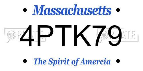 4PTK79 Massachusetts License Plate