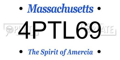 4PTL69 Massachusetts License Plate