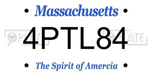 4PTL84 Massachusetts License Plate