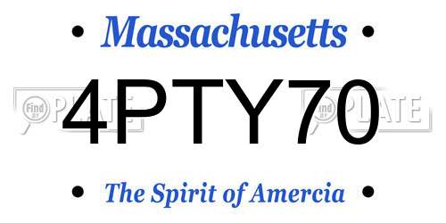 4PTY70 Massachusetts License Plate
