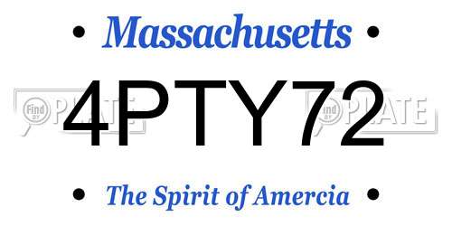 4PTY72 Massachusetts License Plate