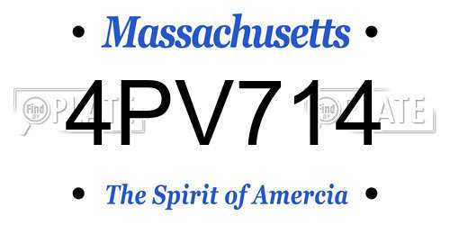 4PV714 Massachusetts License Plate