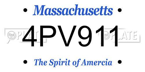 4PV911 Massachusetts License Plate