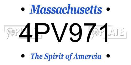 4PV971 Massachusetts License Plate