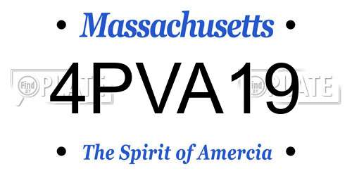 4PVA19 Massachusetts License Plate