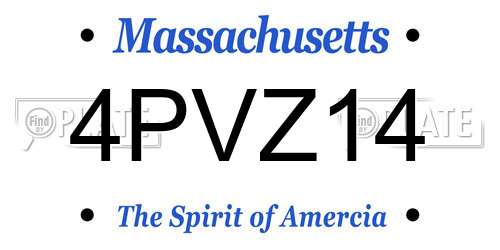 4PVZ14 Massachusetts License Plate
