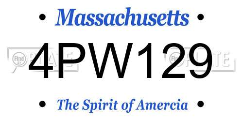 4PW129 Massachusetts License Plate
