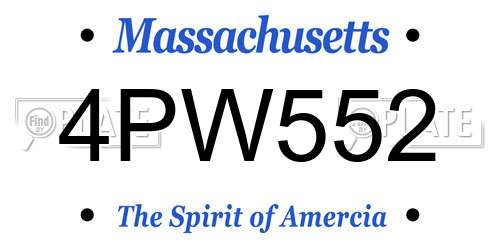 4PW552 Massachusetts License Plate