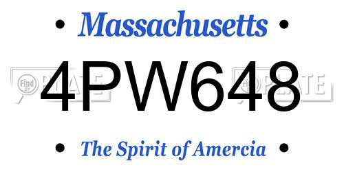 4PW648 Massachusetts License Plate