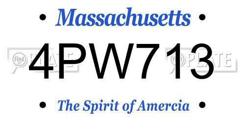 4PW713 Massachusetts License Plate