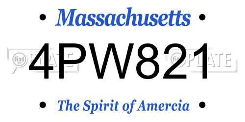 4PW821 Massachusetts License Plate